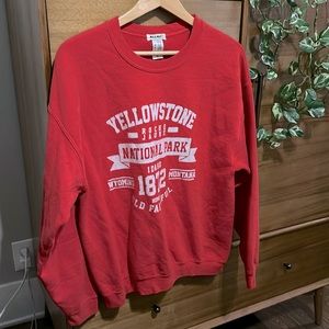 Neema Yellowstone National Park Red Crew Neck Sweatershirt